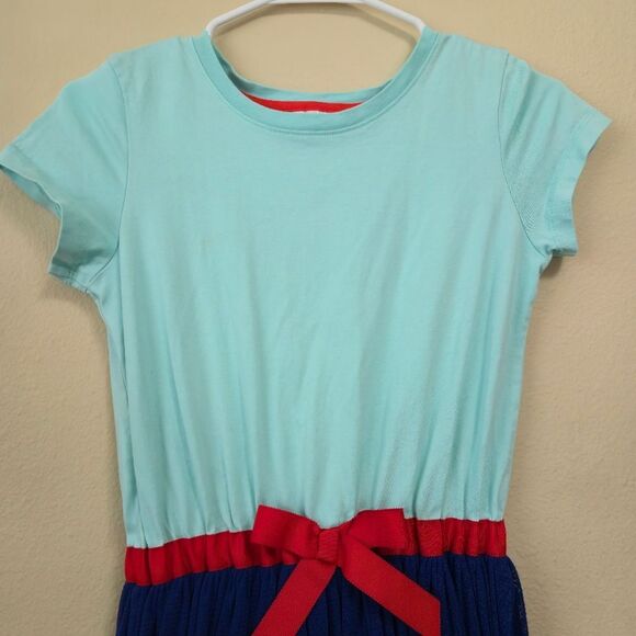 HANNA ANDEAndersson 150 Aqua Blue Tulle Skirt Dress Girls Size 12 Red Bow - Picture 4 of 11